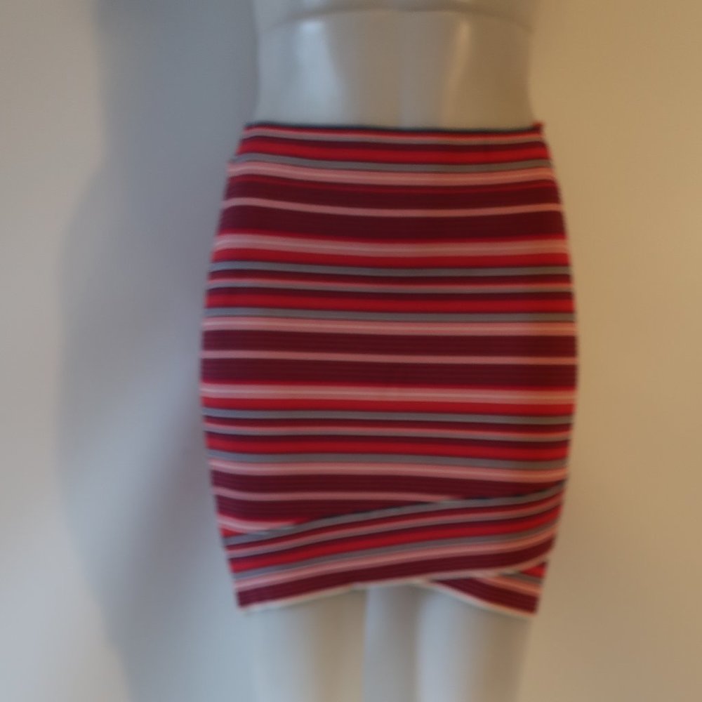 Womens Bcbg Max Azria Pink, Navy, White Striped Short Tight Skirt M *